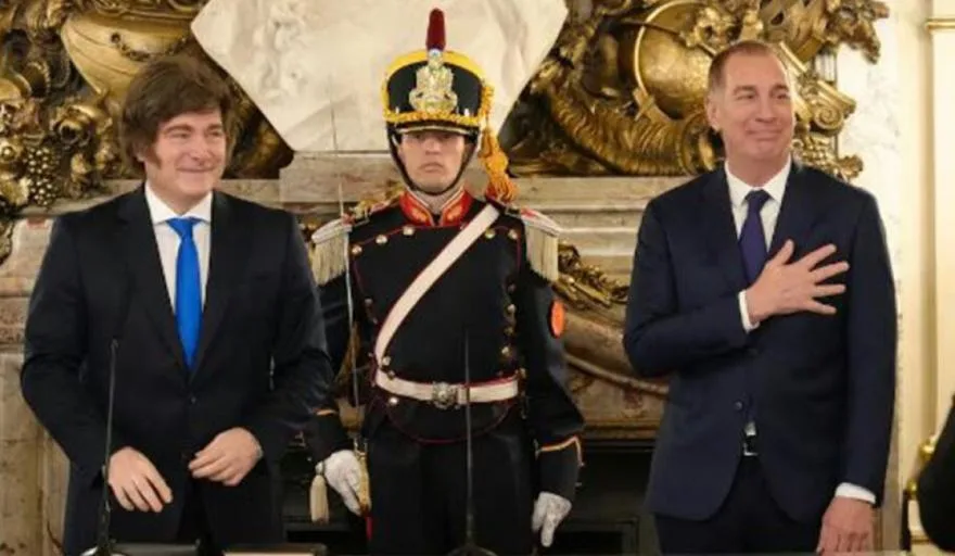 Javier Milei durante una ceremonia de juramento en la Casa Rosada