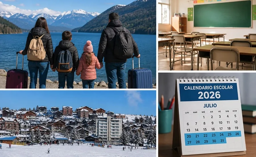 Calendario escolar 2026 con las fechas de vacaciones de invierno destacadas