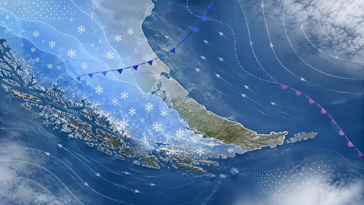 Mapa meteorológico abstracto de Tierra del Fuego