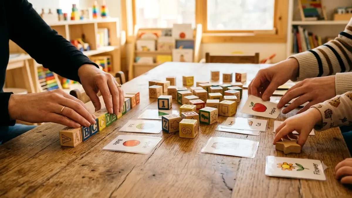 Juegos educativos de madera organizados por edad
