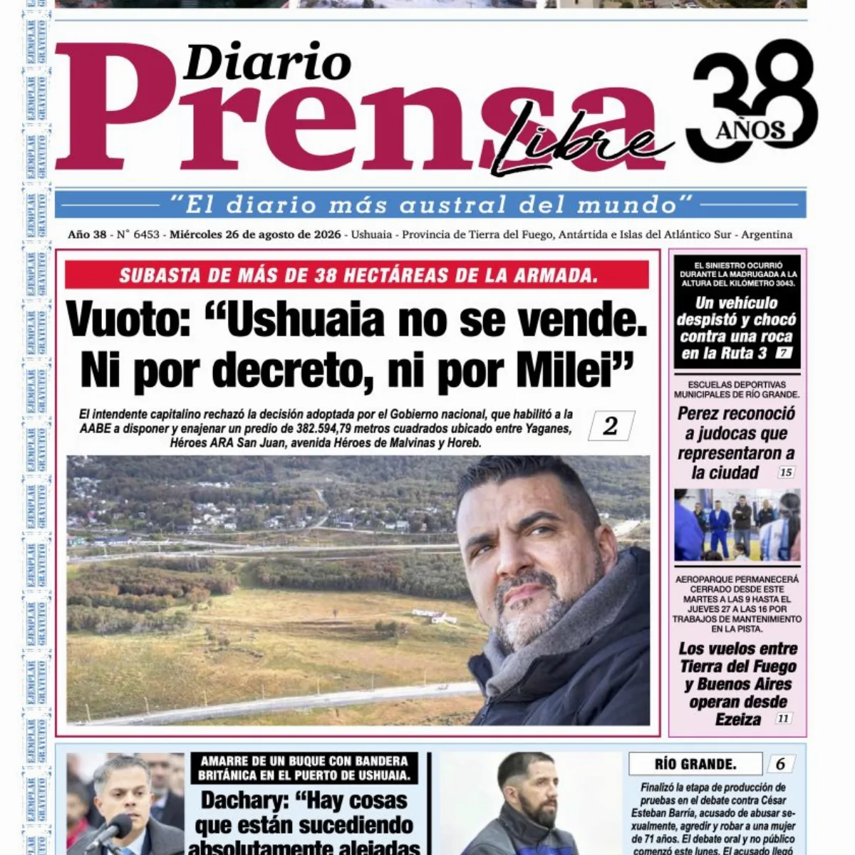 26 de agosto de 2026: agenda política y administrativa en Tierra del Fuego