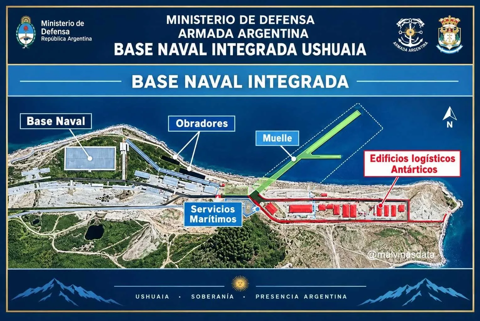 Base Naval Integrada de Ushuaia proyecta 240 metros de muelle para enero de 2027